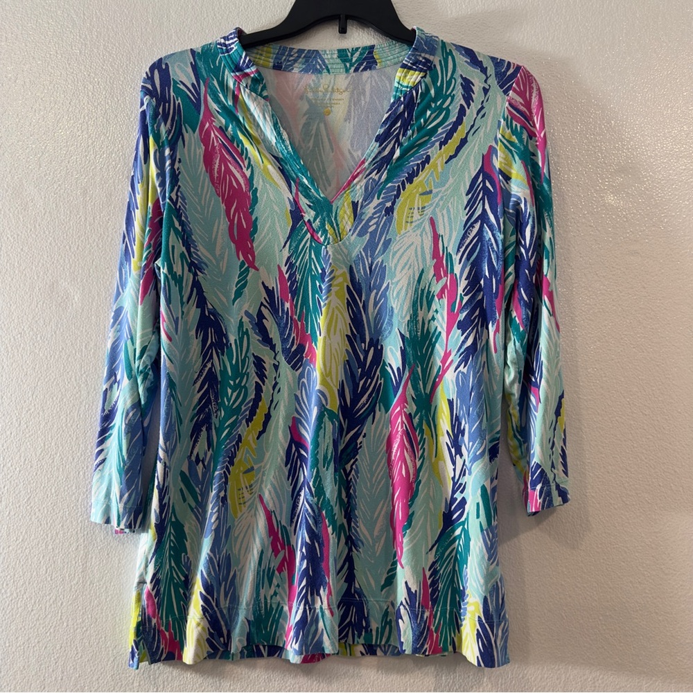 Lilly Pulitzer Multicolor Feather Print Blouse
